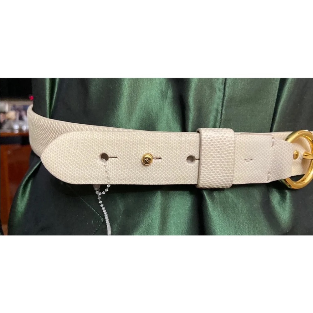 New Ralph Lauren Purple Label White Snake skin Belt Gold Buckle New $870 Size M - Picture 2 of 6